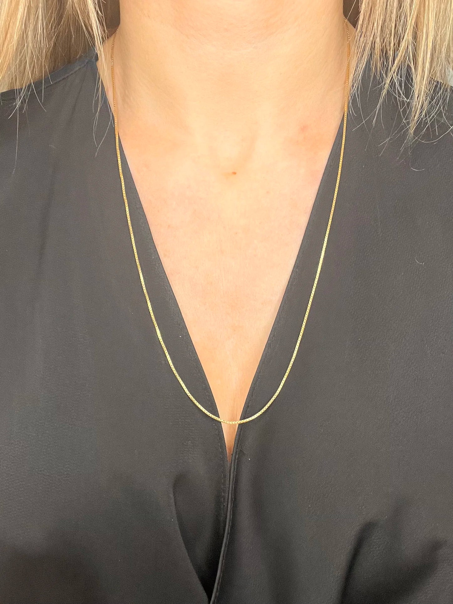 Vintage 18ct Yellow Gold Italian Stamped, Giovanni Balestra, 24 Inch Box Link Chain with Bolt Ring Clasp