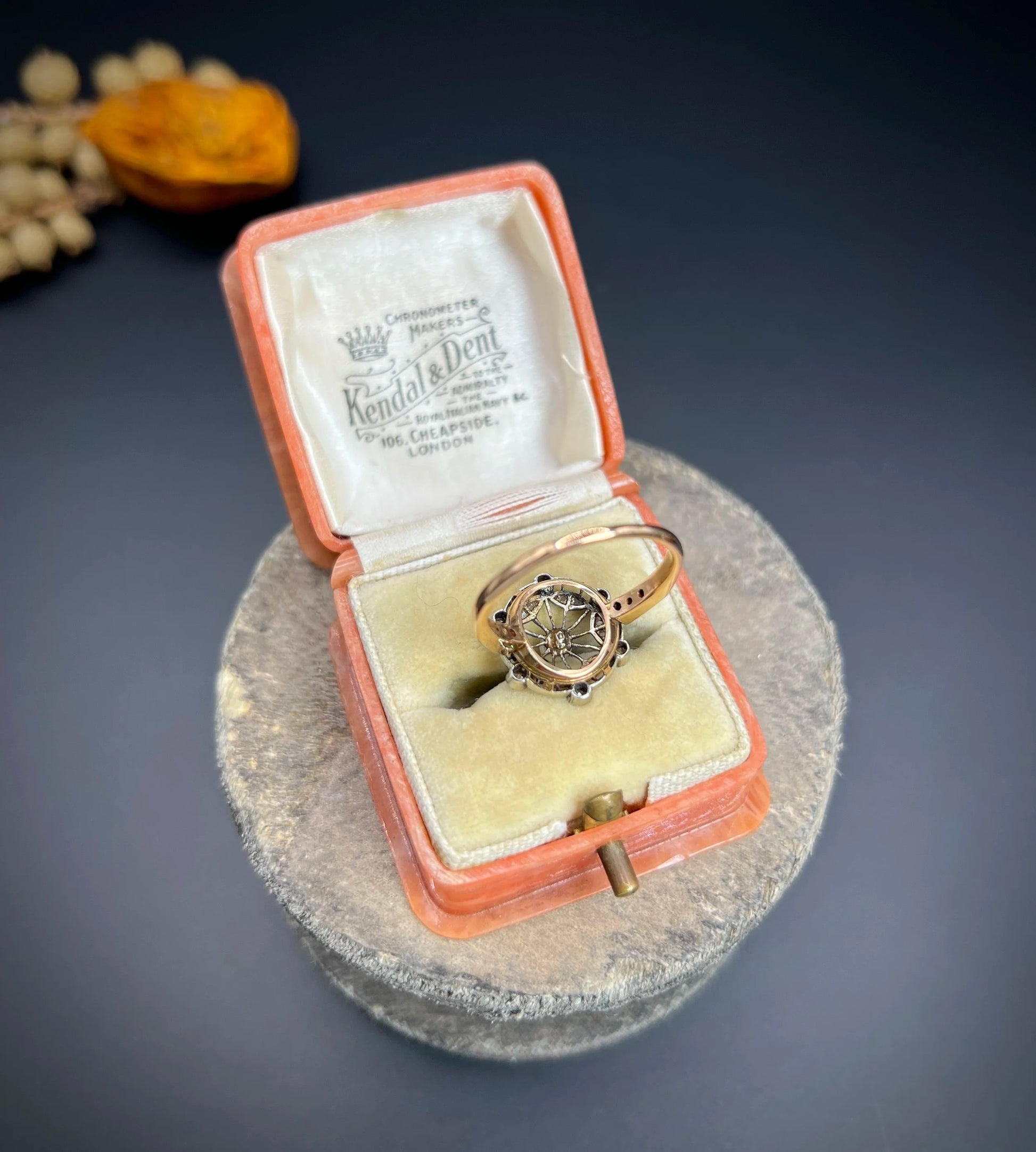 Antique 18 Carat Rose Gold And Platinum, Edwardian Diamond And Pearl Fancy Cluster Ring