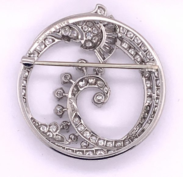 Antique Art Deco Diamond Circular Platinum Brooch, by Caldwell 