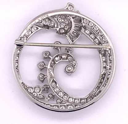 Antique Art Deco Diamond Circular Platinum Brooch, by Caldwell 