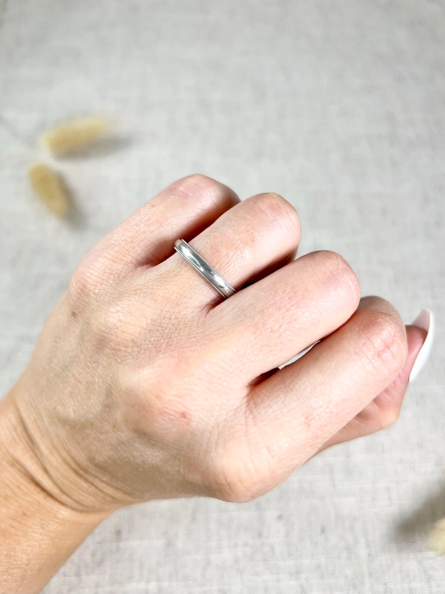 Vintage Tiffany & Co Platinum Wedding Band, "Tiffany Together", Circa 1990