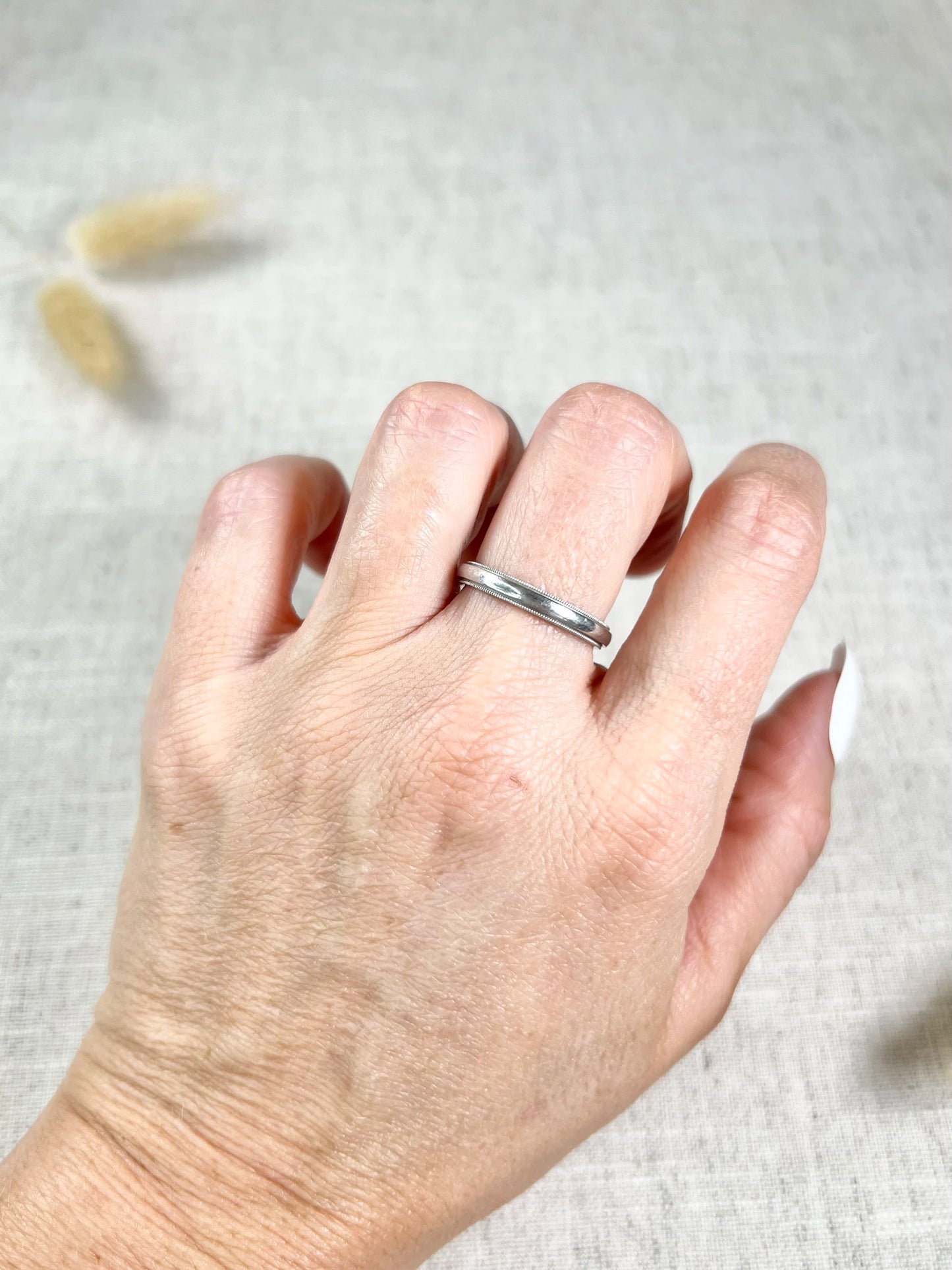 Vintage Tiffany & Co Platinum Wedding Band, "Tiffany Together", Circa 1990