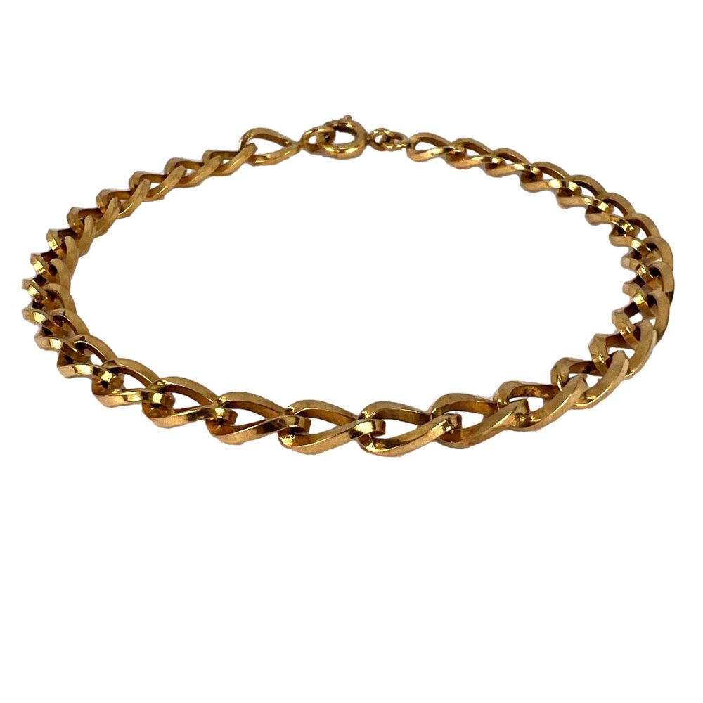 French 18ct Yellow Gold Twisted Curb Link Bracelet