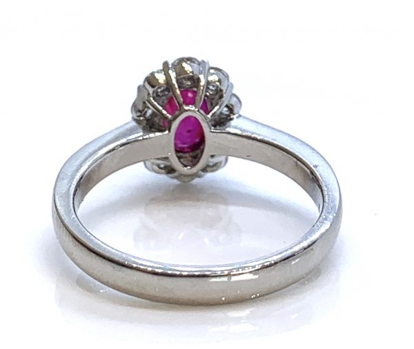 Ruby and Diamond Cluster Engagement Ring, 1 carat, No heat