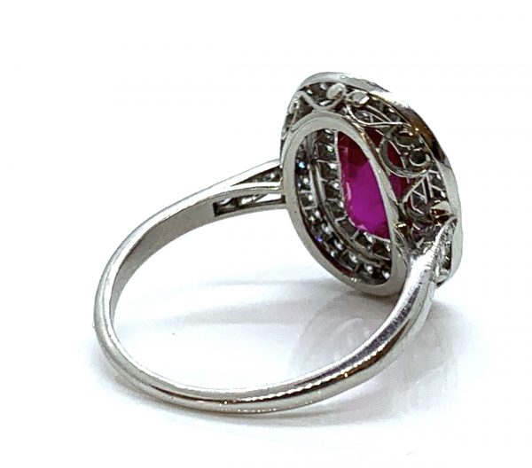 Antique Edwardian Burma Ruby and Diamond Cluster Ring