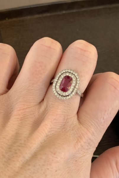 Antique Edwardian Burma Ruby and Diamond Cluster Ring