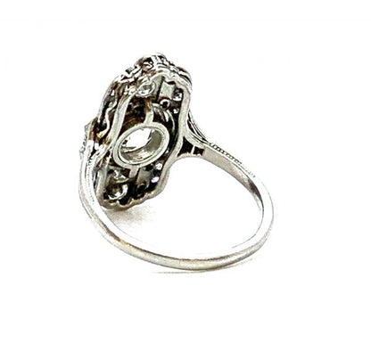 Art Deco Belle Époque Onyx and Old Cut Diamond Dress Ring, Platinum