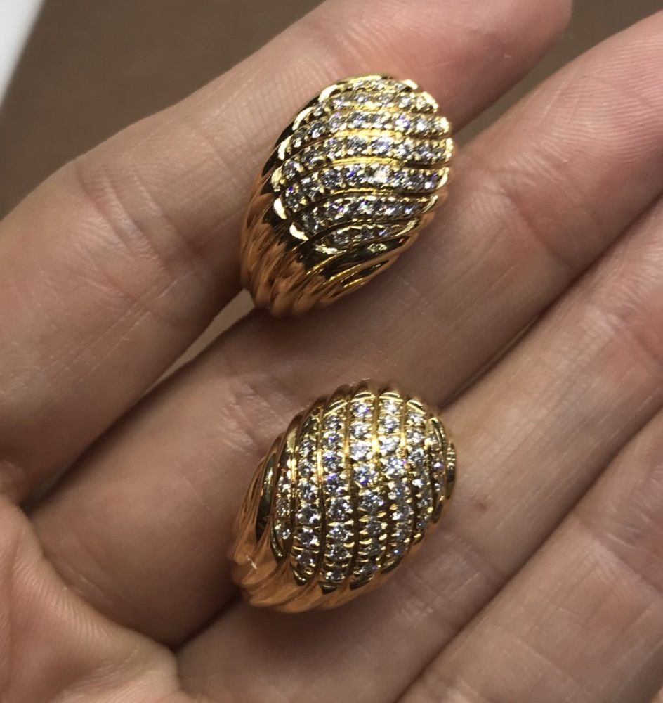 Gold Vintage Boucheron Earrings Diamond Clip On