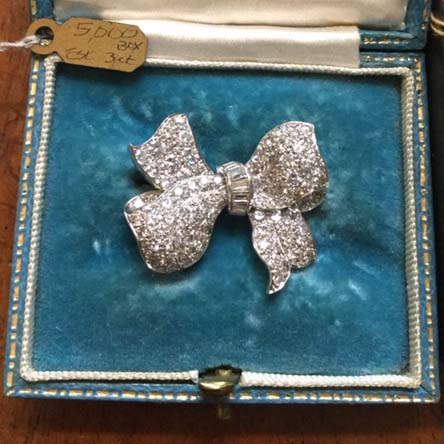 Antique Art Deco Diamond Bow Brooch