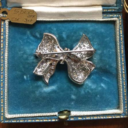 Antique Art Deco Diamond Bow Brooch