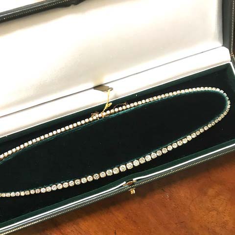 Graduated Diamond Line Riviere Necklace 15 carat total
