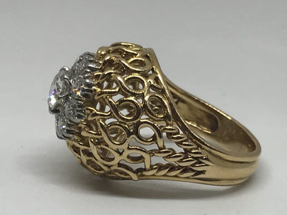 French Vintage Diamond Bombe Ring, C 1950's