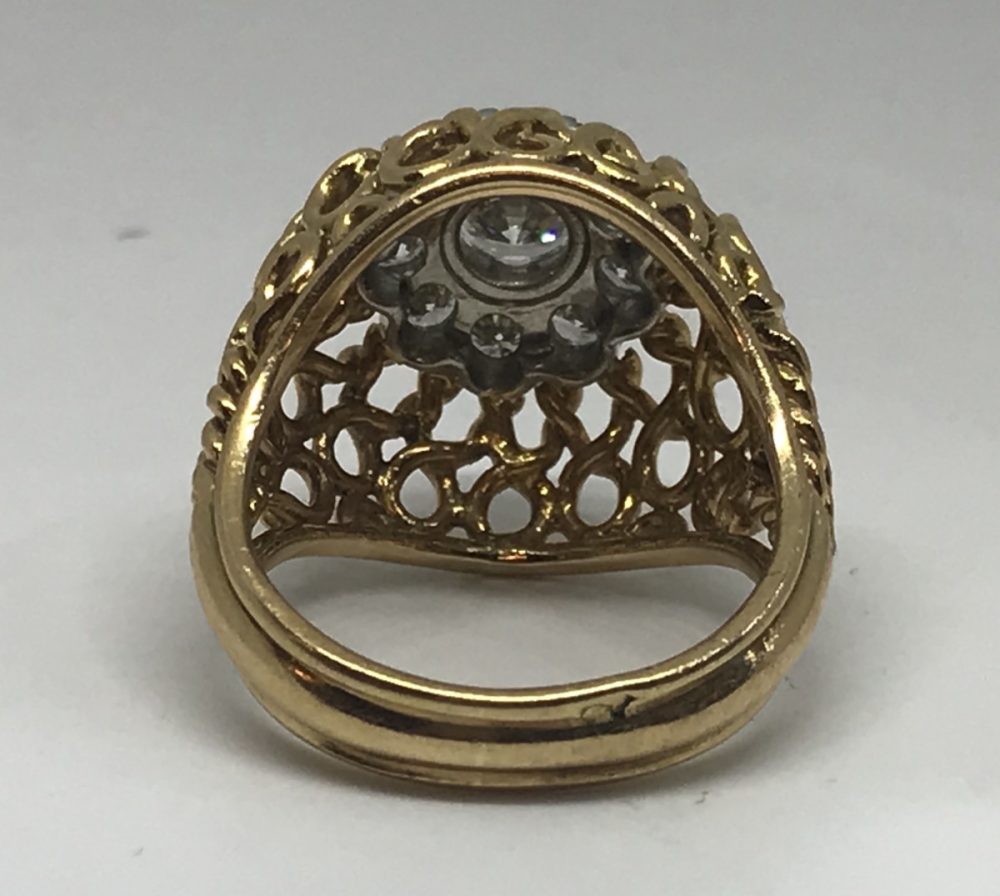 French Vintage Diamond Bombe Ring, C 1950's