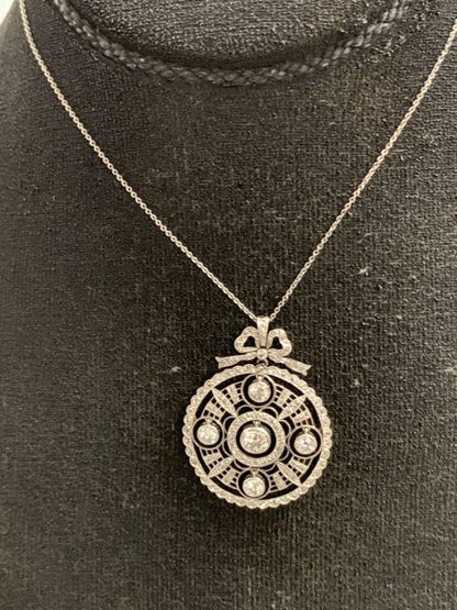 Edwardian Diamond Articulated Platinum Pendant
