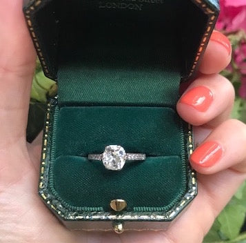 Antique Cushion Cut Diamond Engagement Ring, 1.52cts