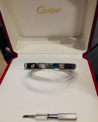 Pre Owned Cartier Diamond Love bangle, 18ct White Gold, Size 17