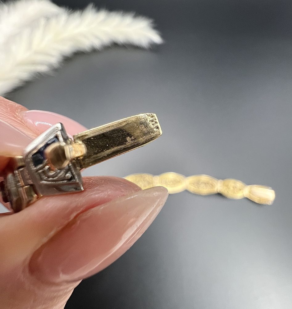 Edwardian Antique Old Cut Diamond and Sapphire Oval Fancy Link Bracelet