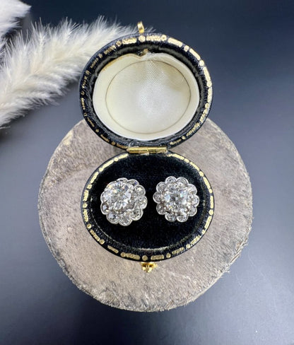 Art Deco Diamond Solitaire Cluster Changeable Stud Earrings