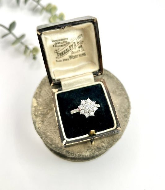 Diamond Daisy Cluster Engagement Ring In Platinum