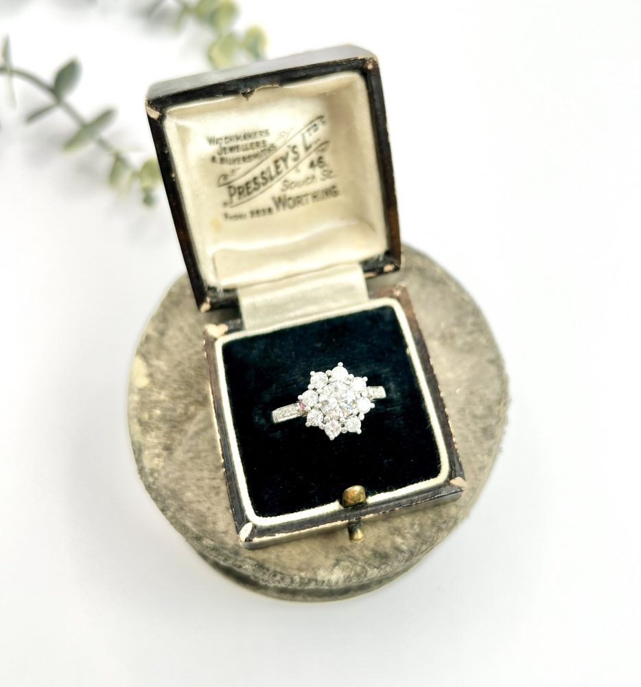 Diamond Daisy Cluster Engagement Ring In Platinum