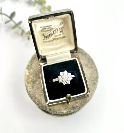 Diamond Daisy Cluster Engagement Ring In Platinum