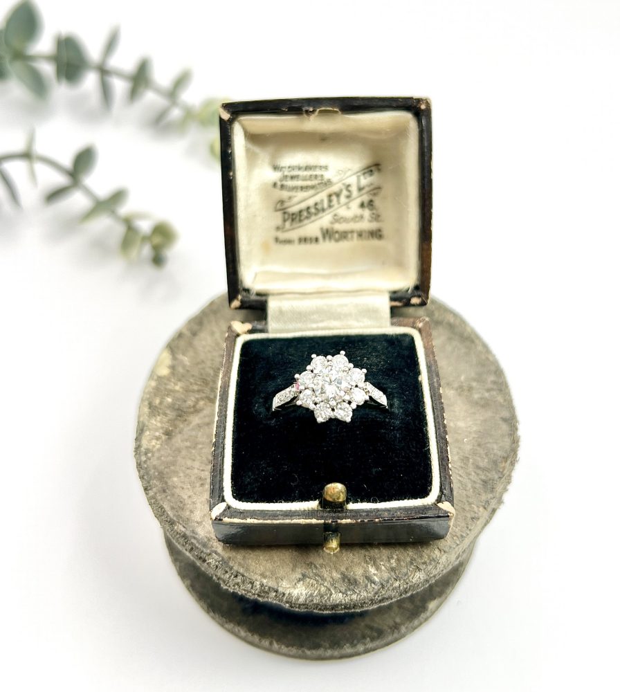 Diamond Daisy Cluster Engagement Ring In Platinum