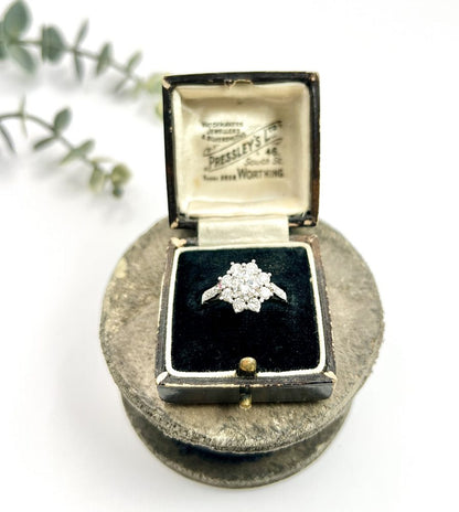 Diamond Daisy Cluster Engagement Ring In Platinum