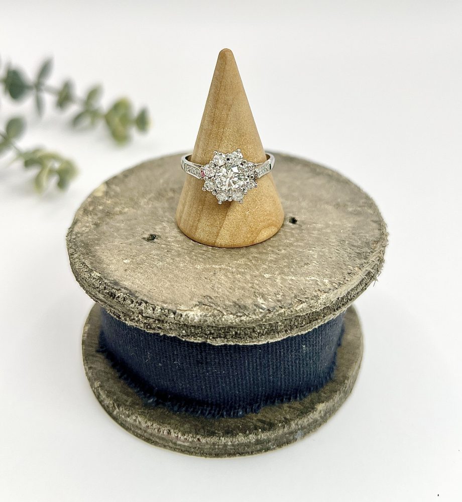 Diamond Daisy Cluster Engagement Ring In Platinum