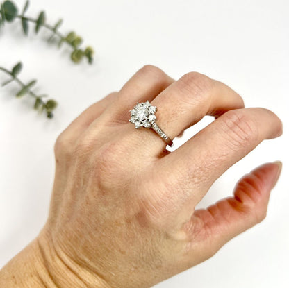 Diamond Daisy Cluster Engagement Ring In Platinum