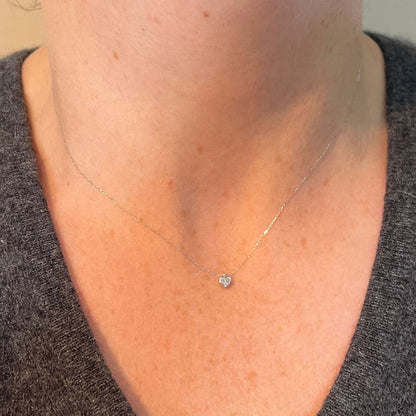 Heart-Shaped Diamond 0.14 Carat Platinum Charm Pendant Necklace