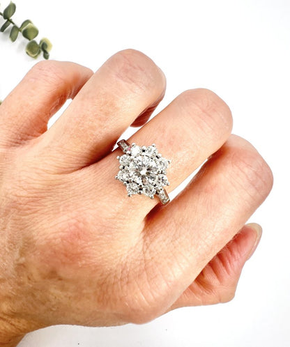 Diamond Daisy Cluster Engagement Ring In Platinum