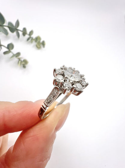 Diamond Daisy Cluster Engagement Ring In Platinum