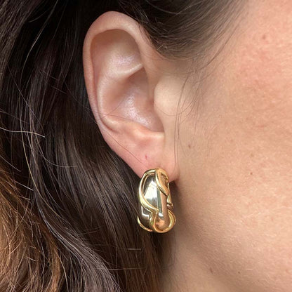 Vintage Mappin and Webb 18ct Bi Colour Gold Hoop Earrings