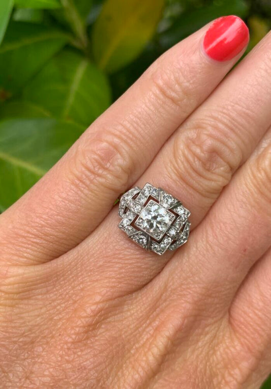 Art Deco Square Diamond Dress Engagement Ring