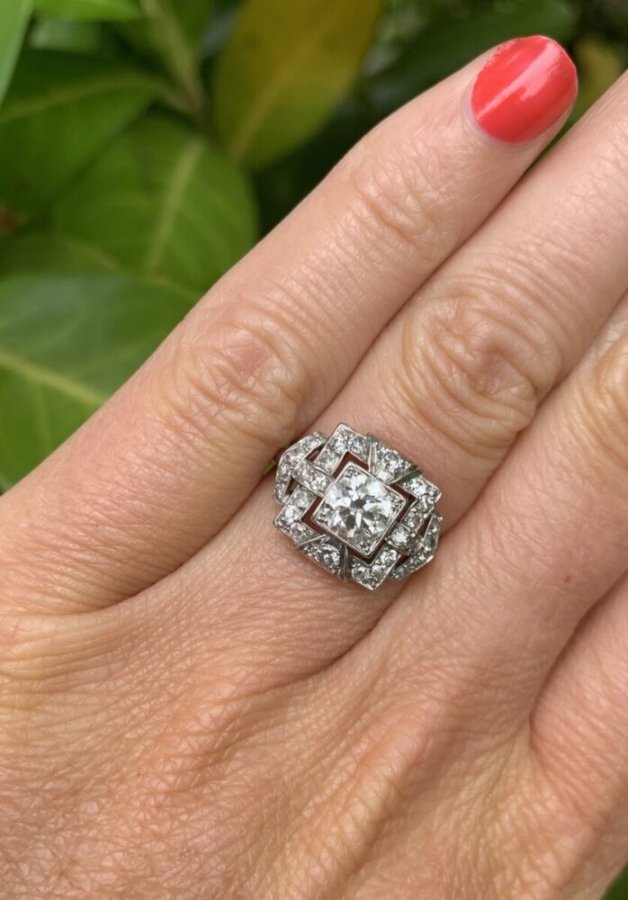 Art Deco Square Diamond Dress Engagement Ring