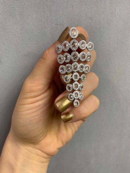 Rose Cut Diamond Chandelier Drop Earrings, 9.27 carats