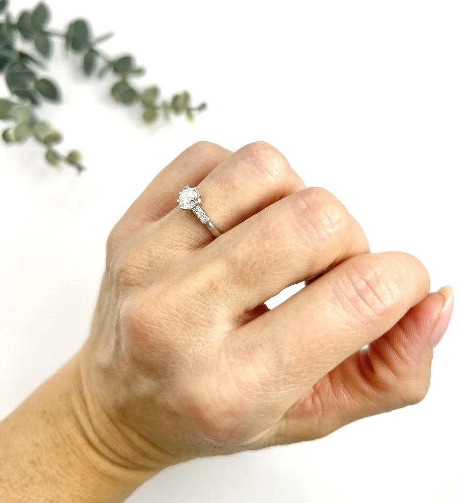 Vintage 0.75ct Diamond Solitaire Engagement Ring in Platinum