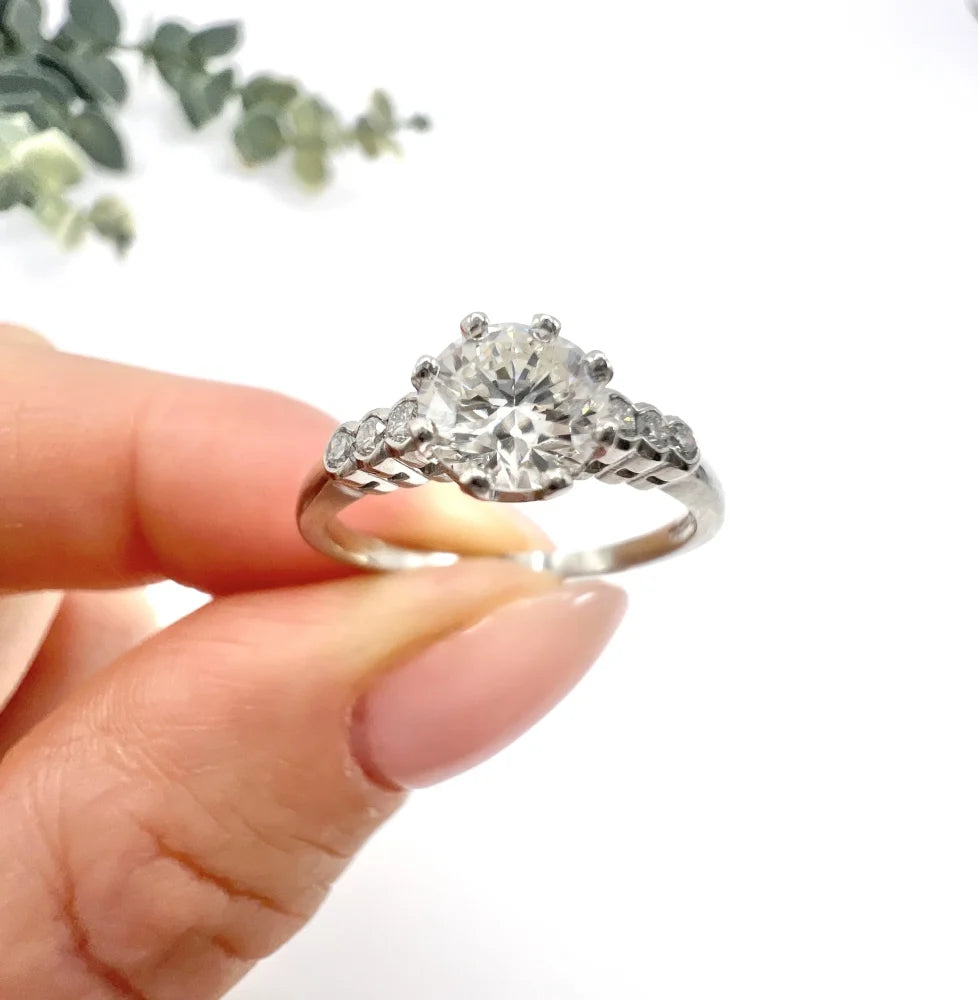 Vintage 0.75ct Diamond Solitaire Engagement Ring in Platinum