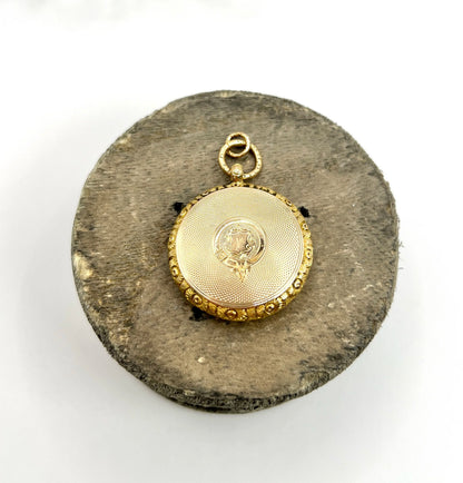 Early Victorian 15 Carat Yellow Gold Round Pocket Watch Locket, Circa 1865
