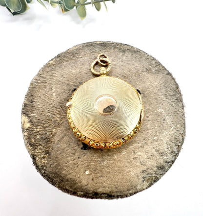 Early Victorian 15 Carat Yellow Gold Round Pocket Watch Locket, Circa 1865