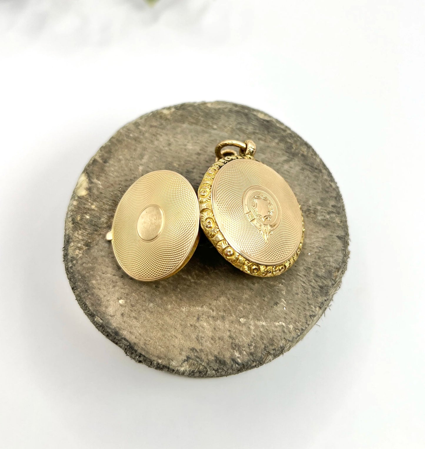 Early Victorian 15 Carat Yellow Gold Round Pocket Watch Locket, Circa 1865