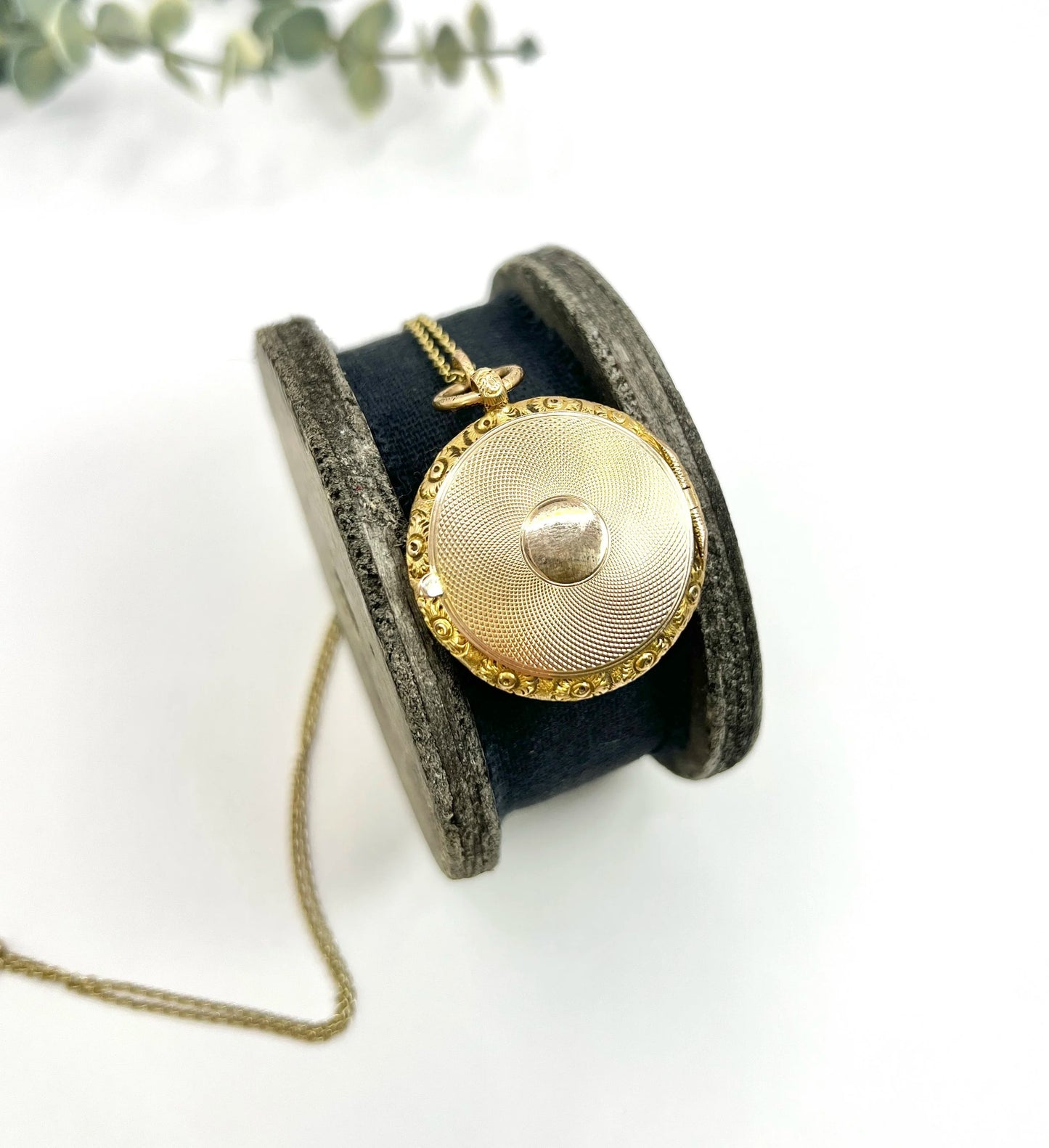 Early Victorian 15 Carat Yellow Gold Round Pocket Watch Locket, Circa 1865