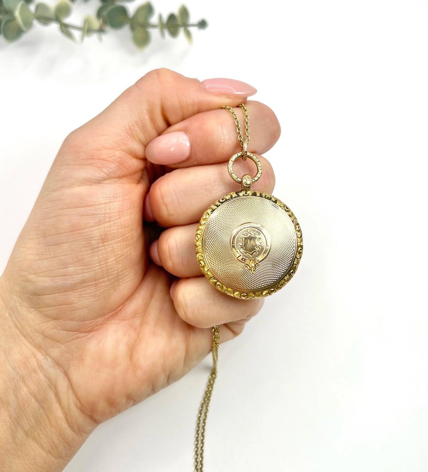 Early Victorian 15 Carat Yellow Gold Round Pocket Watch Locket, Circa 1865