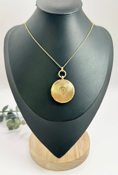Early Victorian 15 Carat Yellow Gold Round Pocket Watch Locket, Circa 1865