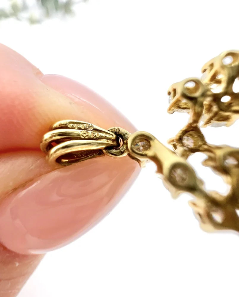 Vintage Ruby And Diamond Heart Pendant And Chain In 18 Carat Yellow Gold