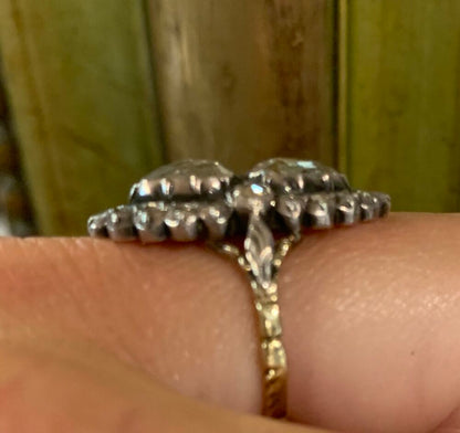 Antique Double Rose Cut Diamond  Ring, Marquise Shape
