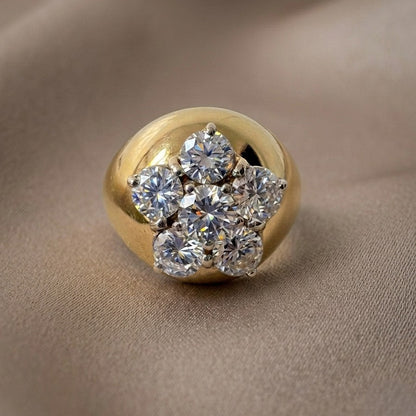 Vintage Italian 1.80ct Diamond Daisy Cluster Signet Ring