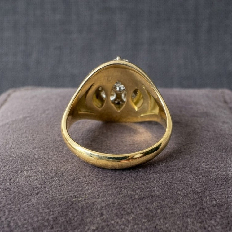 Vintage Italian 1.80ct Diamond Daisy Cluster Signet Ring