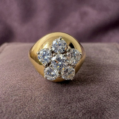 Vintage Italian 1.80ct Diamond Daisy Cluster Signet Ring