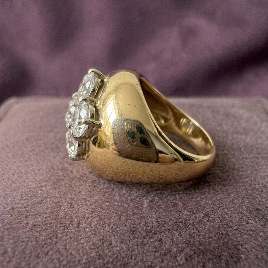 Vintage Italian 1.80ct Diamond Daisy Cluster Signet Ring
